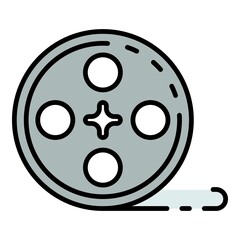 Fototapeta premium Cinema film reel icon. Outline cinema film reel vector icon color flat isolated