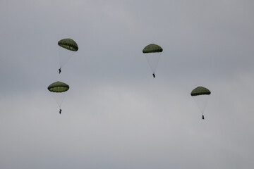 NATO Days 2021, Ostrava, Czechia - September - 18: NATO (North Atlantic Treaty Organization). Wavy and undulated flag of defense alliance and partnership is floating in the air. Documentary of event.