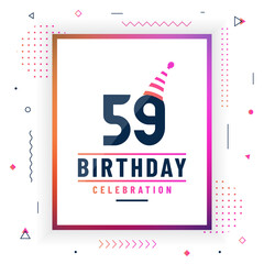 59 years birthday greetings card, 59 birthday celebration background colorful free vector.