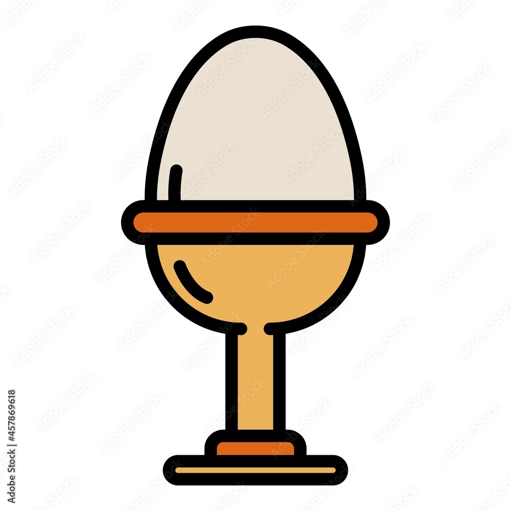 Poster solid boiled egg on stand icon. outline solid boiled egg on stand vector icon color flat isolated