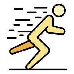 Man triathlon running icon. Outline man triathlon running vector icon color flat isolated