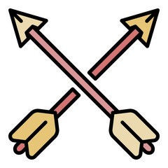 Crossed arrows icon. Outline crossed arrows vector icon color flat isolated