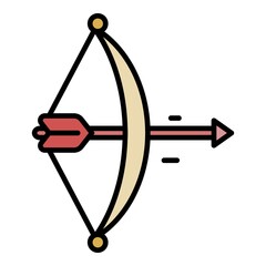 Arrow bow icon. Outline arrow bow vector icon color flat isolated