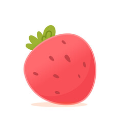 Cute ripe strawberry, healthy sweet food, red juicy summer berry, natural healthy dessert