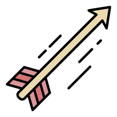 Flying arrow icon. Outline flying arrow vector icon color flat isolated