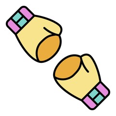 Boxing gloves icon. Outline boxing gloves vector icon color flat isolated