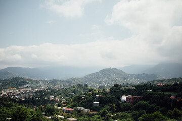 Obraz premium Beautiful green natural landscape over the city of Batumi in Georgia and the big mountain