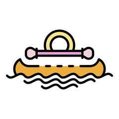 Kayak swimming icon. Outline kayak swimming vector icon color flat isolated