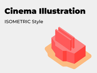 Isometric design, Cinema town, red carpet, cinema, film