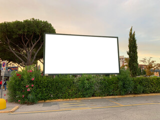 Billboard on the bushes withe space for mockup