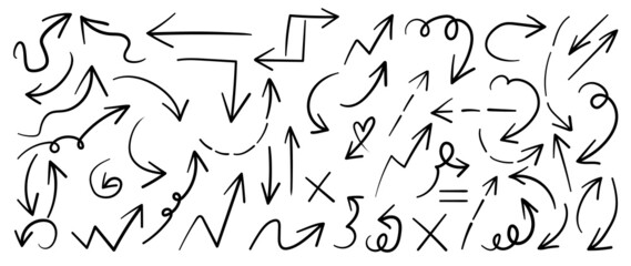 Arrow vector doodle. Hand drawn sketch arrows design for business plan and education. 