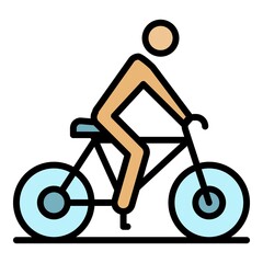 Cycling man icon. Outline cycling man vector icon color flat isolated