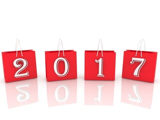 2017 concept on red shopping bags