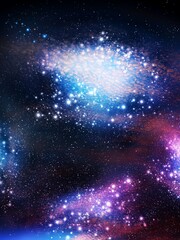 Interstellar nebula in space, star clusters, beauty of the universe. Abstract background 3d illustration. 