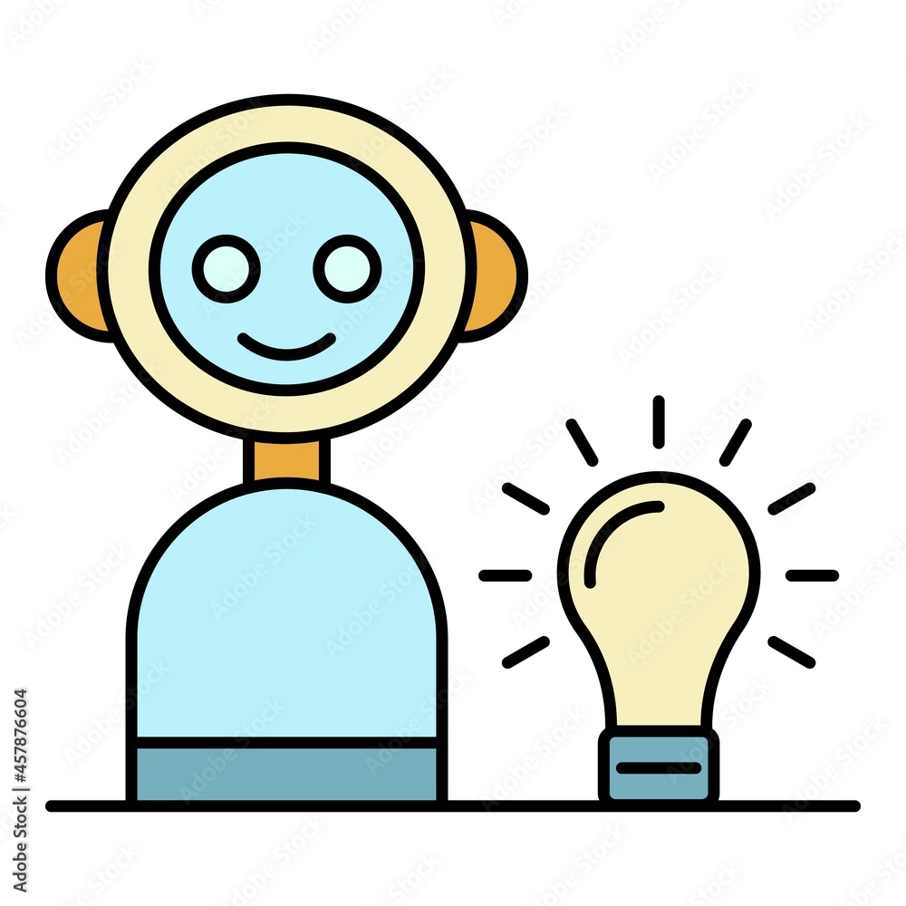 Poster smart home bot icon. outline smart home bot vector icon color flat isolated