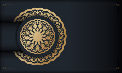 Baner of black color with a mandala with a gold pattern and a place under your text