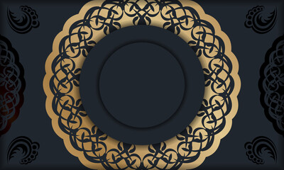 Black banner with Indian gold pattern and place under your text