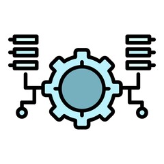 Ai gear program icon. Outline ai gear program vector icon color flat isolated