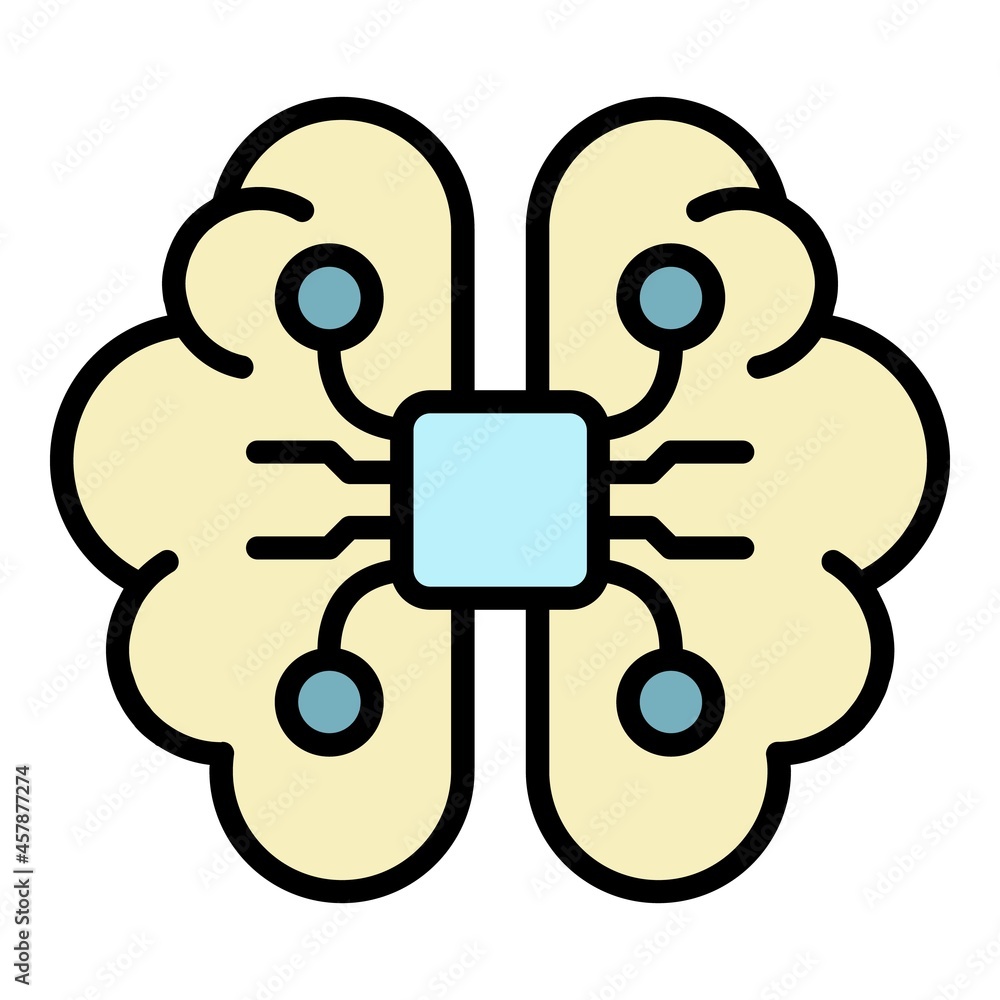 Wall mural ai brain icon. outline ai brain vector icon color flat isolated - Wall murals