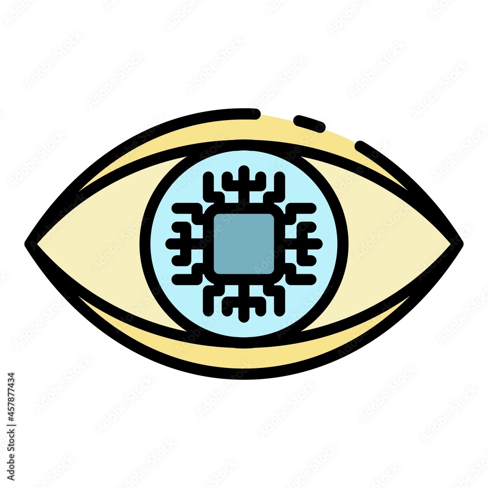 Poster ai eye processor icon. outline ai eye processor vector icon color flat isolated