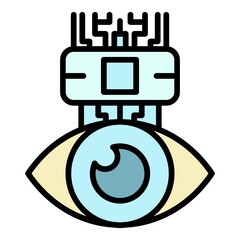 Ai eye humanoid icon. Outline ai eye humanoid vector icon color flat isolated