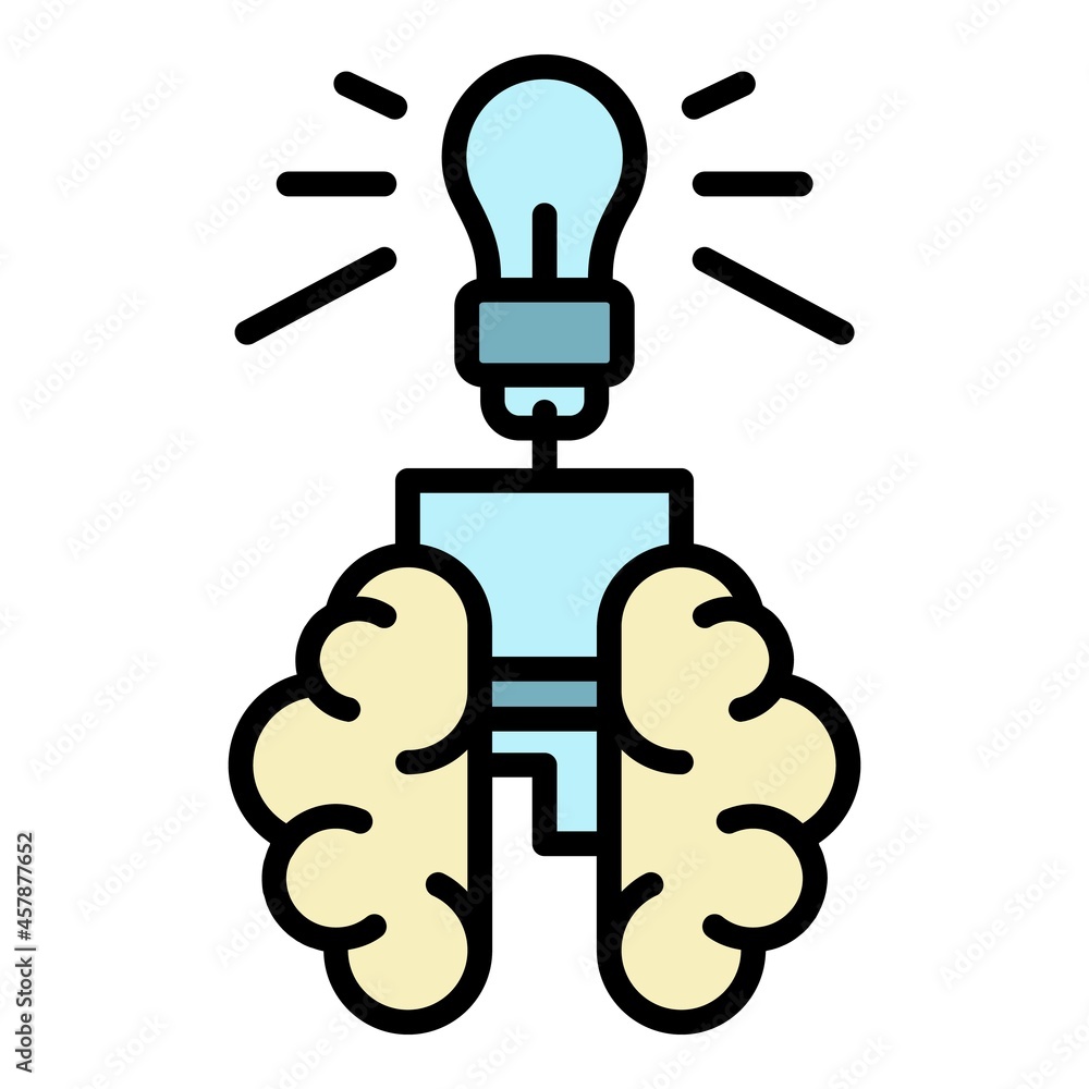 Poster ai brain icon. outline ai brain vector icon color flat isolated