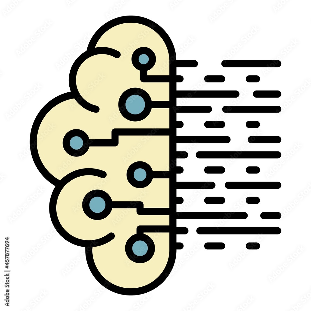 Poster half ai brain icon. outline half ai brain vector icon color flat isolated