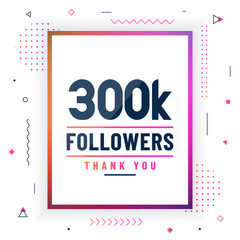 Thank you 300K followers, 300000 followers celebration modern colorful design.