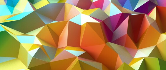 Multicolor abstract background banner of triangles , all the colors of the rainbow