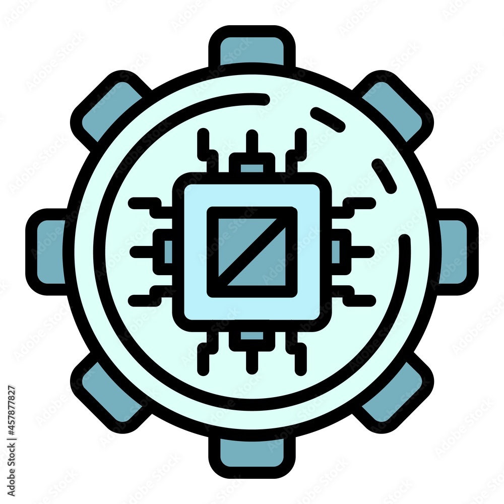 Poster ai processor icon. outline ai processor vector icon color flat isolated