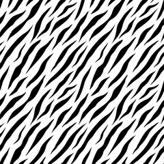 Vector seamless background. Animal tiger pattern. Fabric textile print. Black white color
