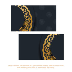 Black business card with vintage brown ornament for your business.