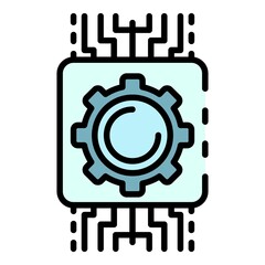 Ai gear system icon. Outline ai gear system vector icon color flat isolated