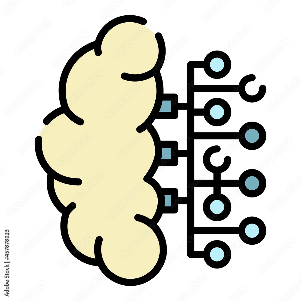 Poster half ai brain icon. outline half ai brain vector icon color flat isolated