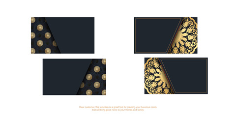Black business card with vintage brown ornament for your personality.