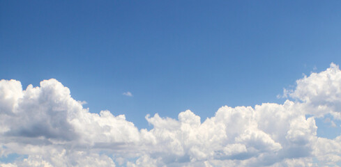 Fototapeta na wymiar Banner or replacement sky of cloud bank with clear blue sky above - room for copy.
