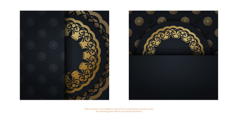 Black postcard with abstract brown ornament for your design.