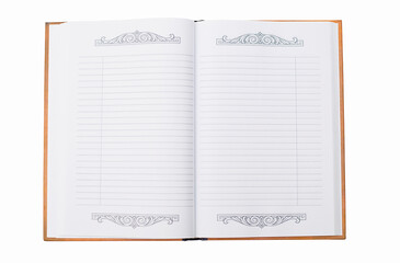 A notebook with empty pages, isolated on a white background.