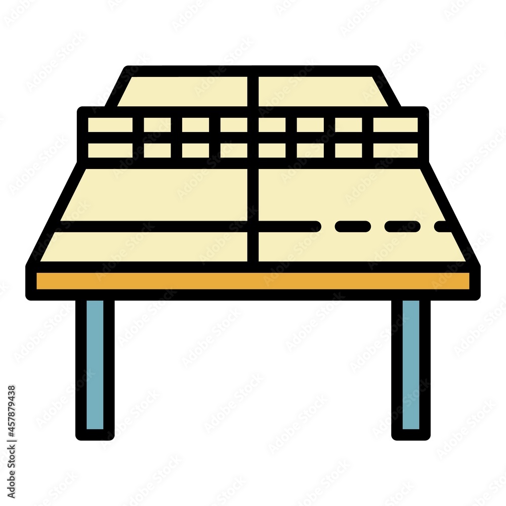 Poster ping pong table perspective icon. outline ping pong table perspective vector icon color flat isolate