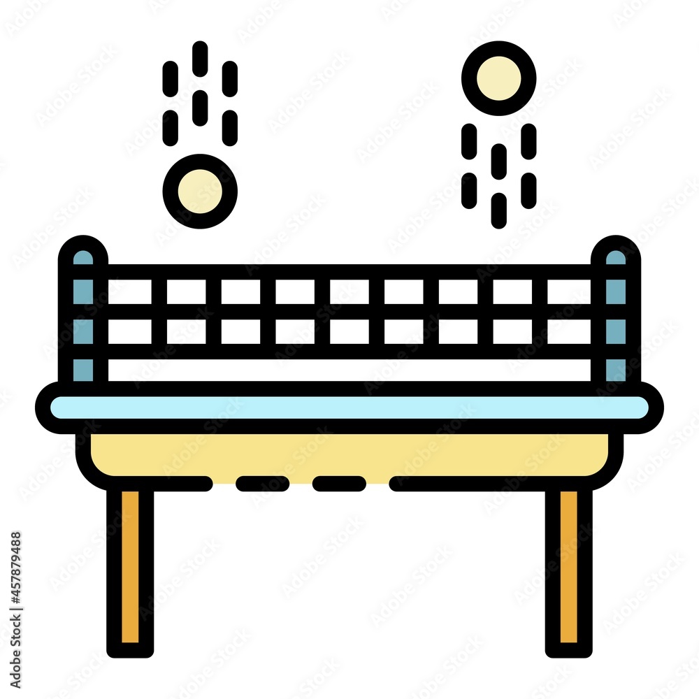 Poster ping pong game icon. outline ping pong game vector icon color flat isolated