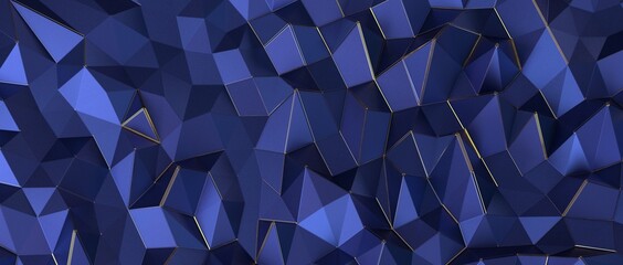 3d render, abstract blue crystal background, faceted texture, macro panorama, wide panoramic polygonal