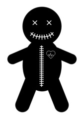 Voodoo doll icon, halloween death toy. Cartoon magic symbol, magical vector illustration