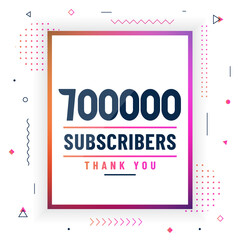 Thank you 700000 subscribers, 700K subscribers celebration modern colorful design.