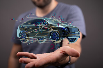 Electromobility e-motion concept. Electro car