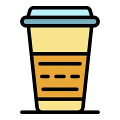 Take and go coffee icon. Outline take and go coffee vector icon color flat isolated