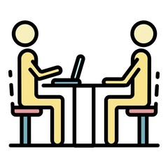 Recruitment meeting icon. Outline recruitment meeting vector icon color flat isolated