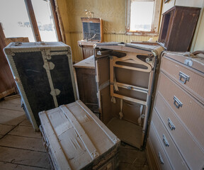 Old Fashioned Travel Trunks in Hotel Lobby, Ghost Town of Bodie