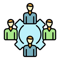 Gear company people icon. Outline gear company people vector icon color flat isolated