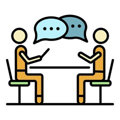 Corporate meeting icon. Outline corporate meeting vector icon color flat isolated
