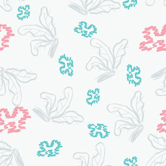 Banana leaves vector seamless pattern on a white background. An exotic wallpaper.